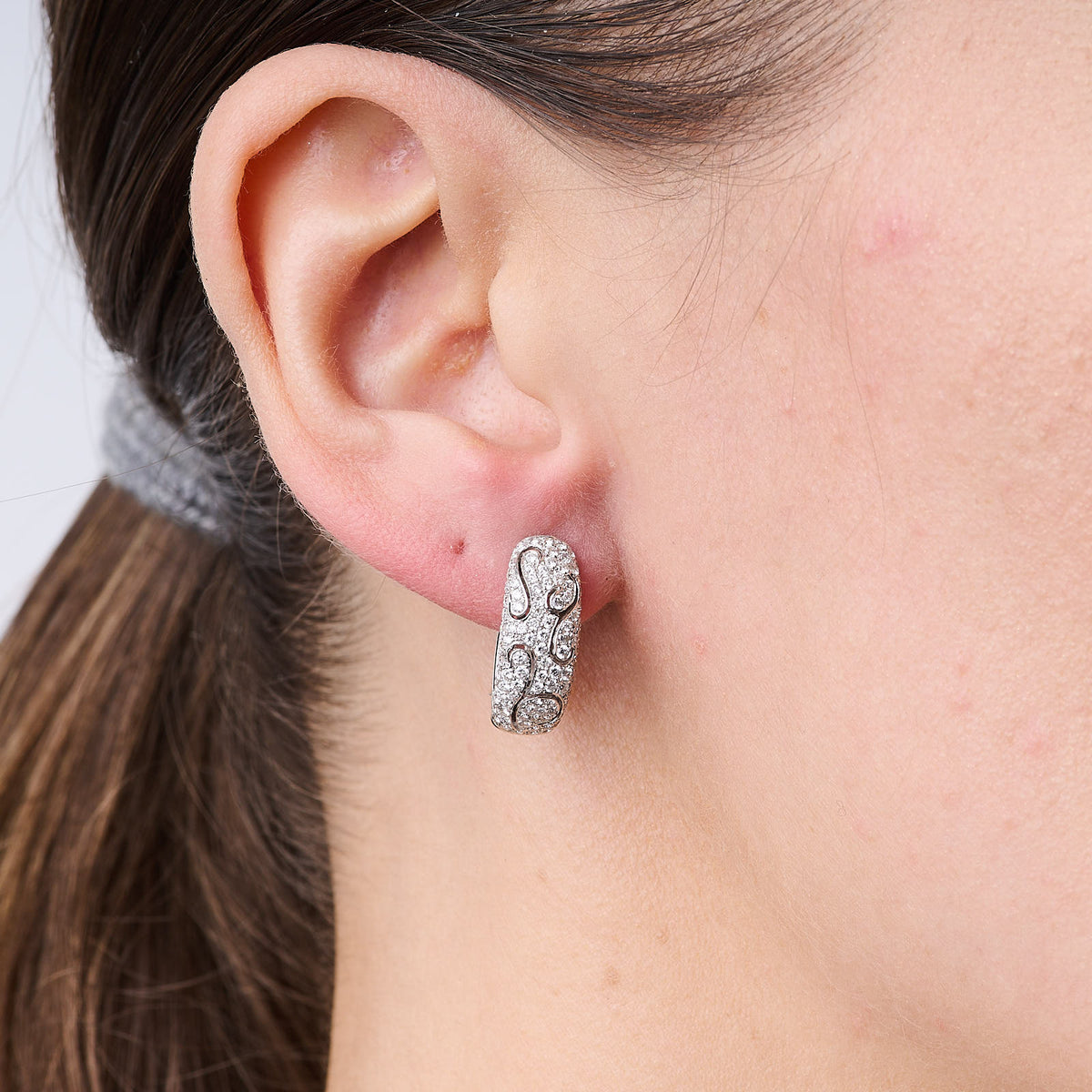 Swirl Diamond Huggie Earrings