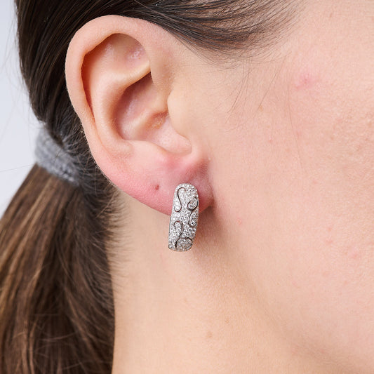 Swirl Diamond Huggie Earrings