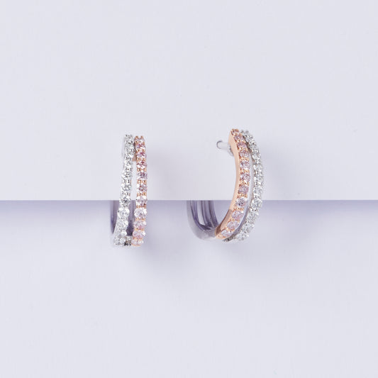 Argyle Pink Huggie Earrings