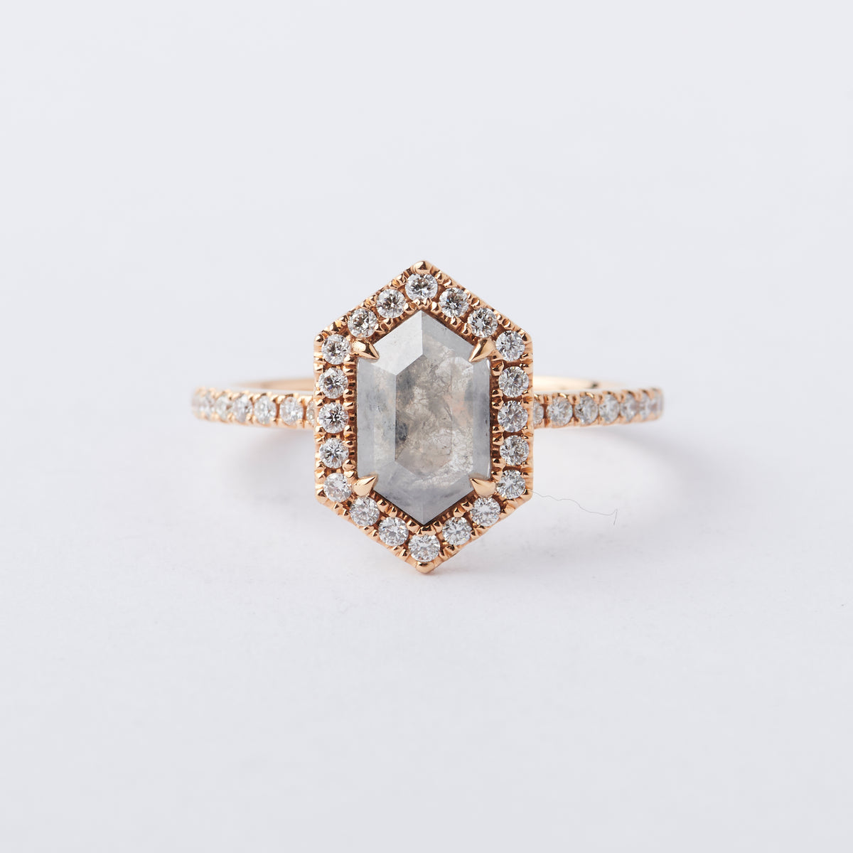 Grey Diamond Halo Ring