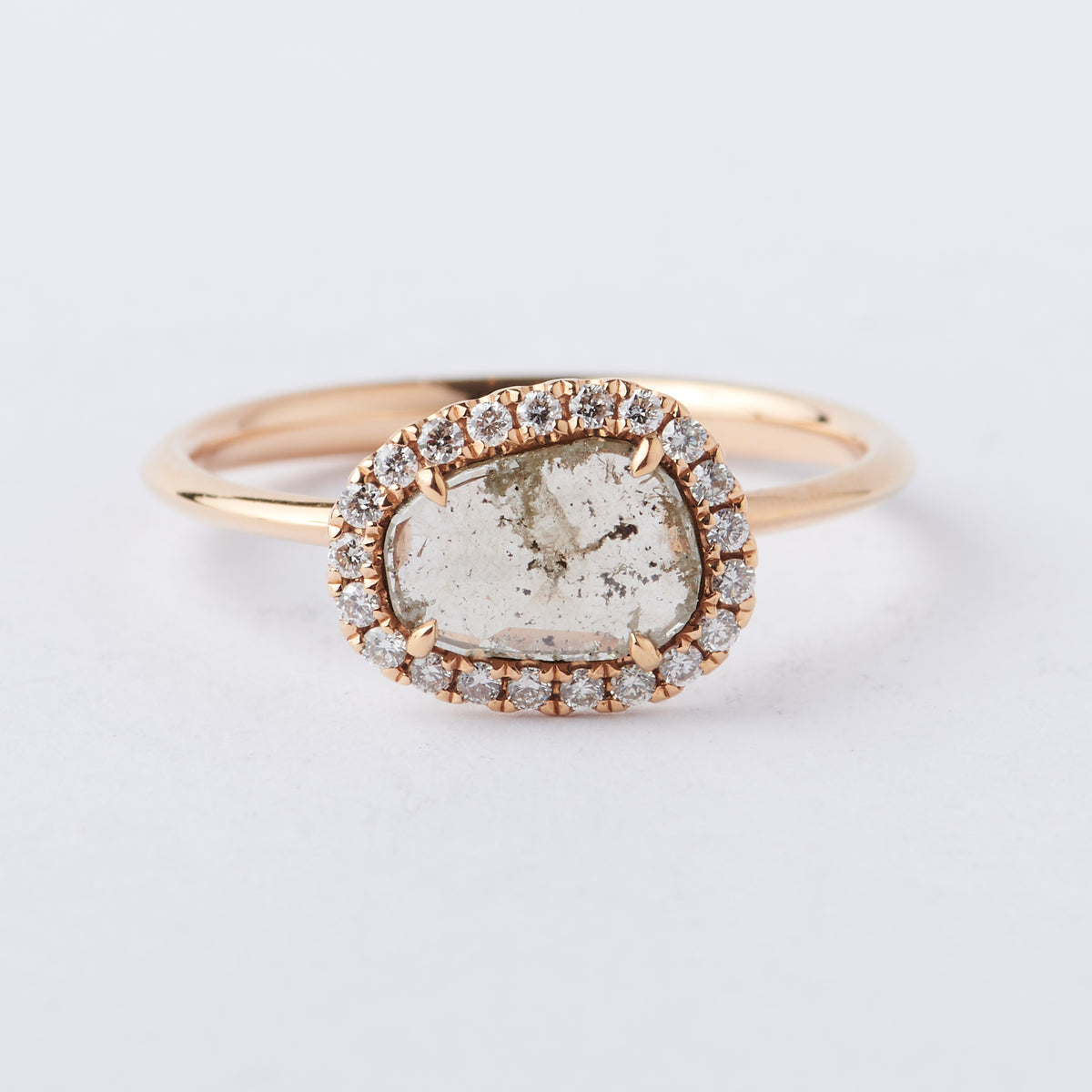 Salt and Pepper Diamond Slice Ring