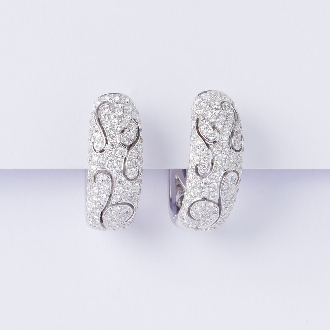 Swirl Diamond Huggie Earrings