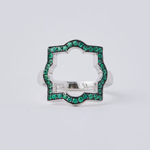 Load image into Gallery viewer, Large Liberty White Gold Emerald Halo Ring