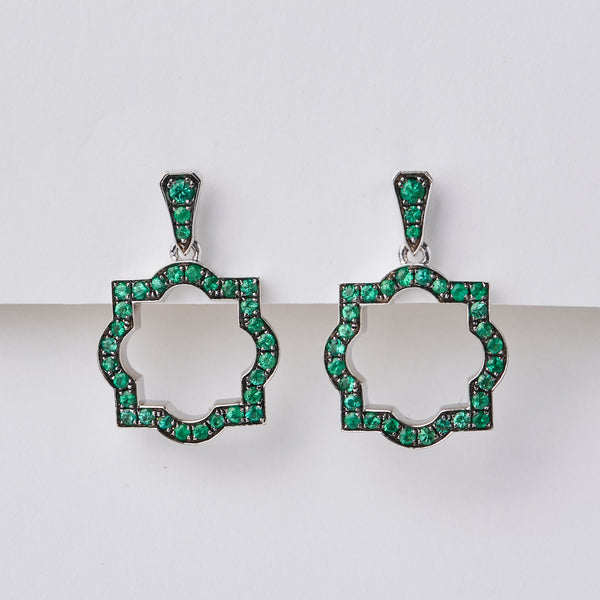 Liberty White Gold Emerald Drop Earrings