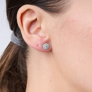 Double Halo Diamond Stud Earrings