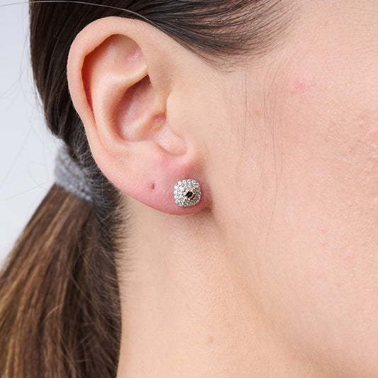 Chocolate Halo Stud Earrings