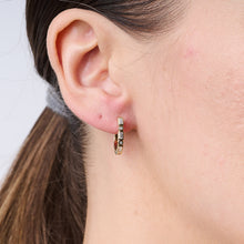 Load image into Gallery viewer, Patterned Baguette Yellow Gold Earrings