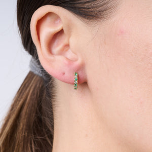 Diamond & Emerald Huggie Earrings