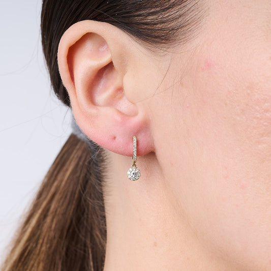 Diamond Drop Huggie Earrings