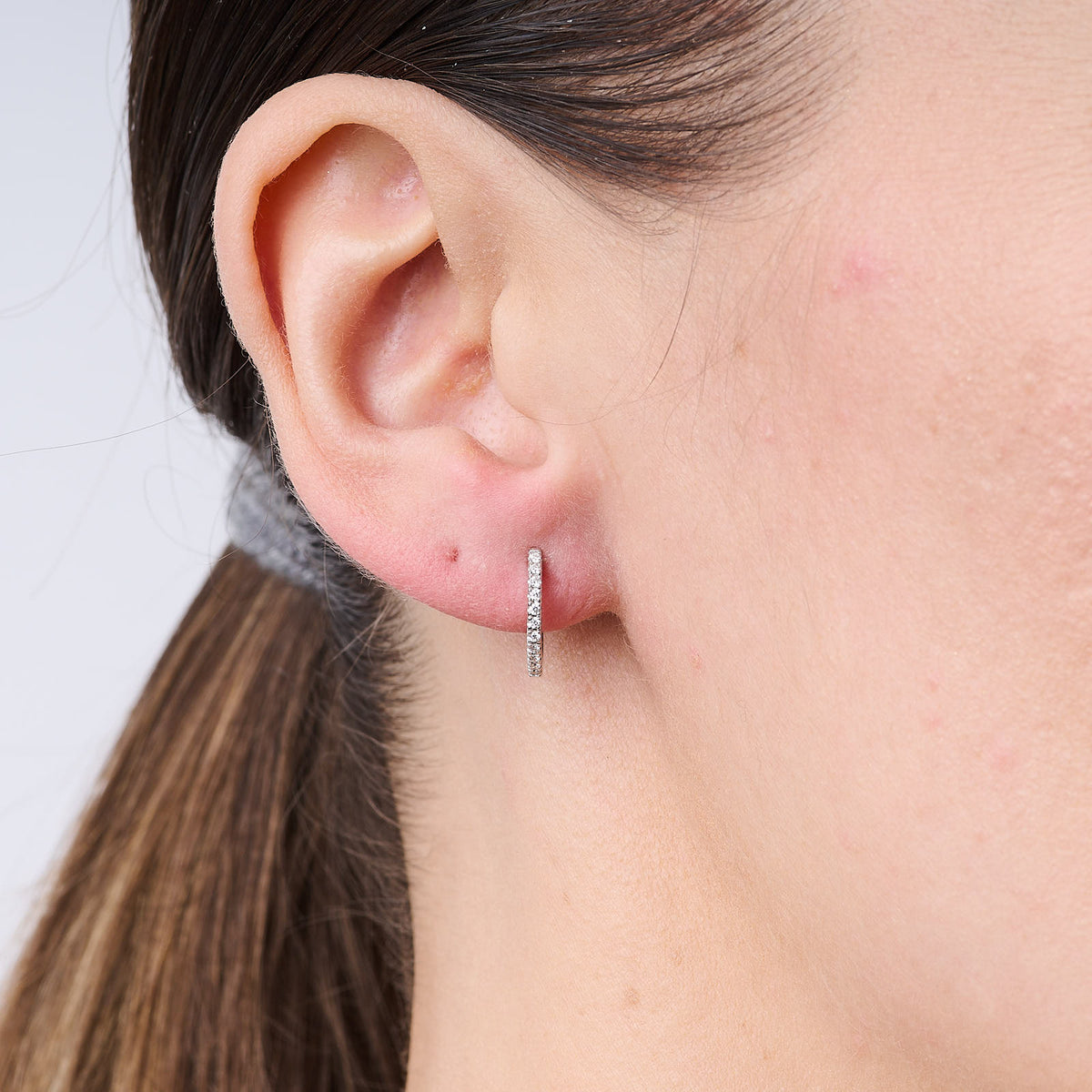 Fine White Gold Diamond Hoops