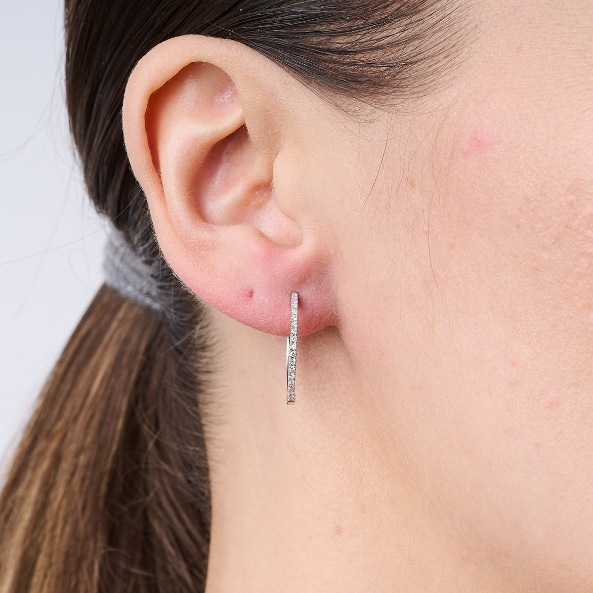 Fine White Gold Diamond Hoops