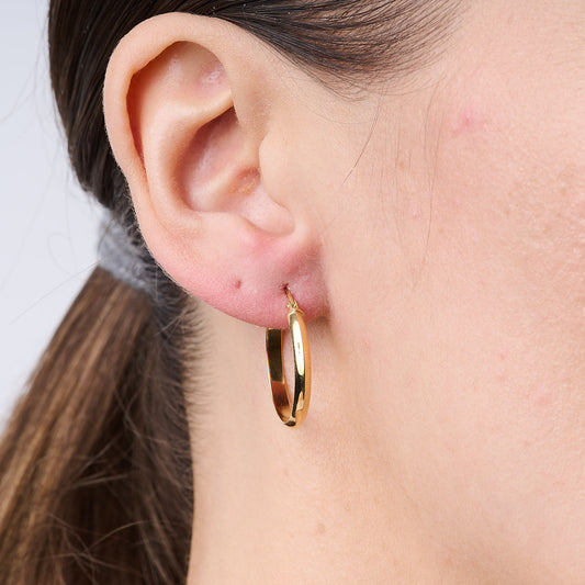 Knife Edge Gold Hoop Earrings