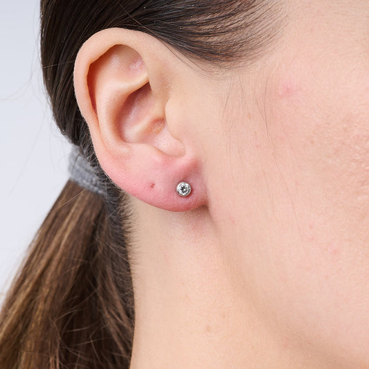 Bezel Diamond Stud Earrings