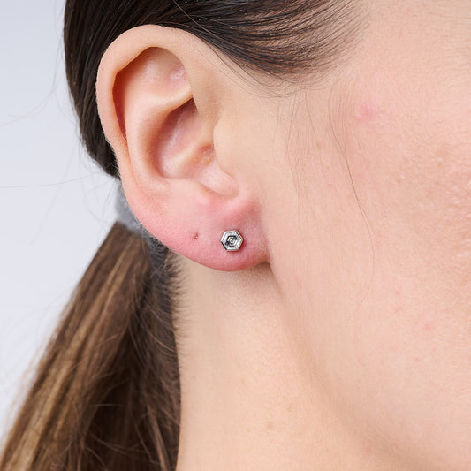 Hexagonal Diamond Stud Earrings