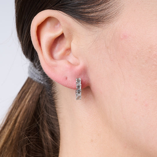 Baguette Diamond Huggie Earrings