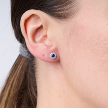 Load image into Gallery viewer, Sapphire Halo Stud Earrings