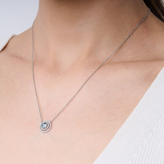Aquamarine Halo Pendant