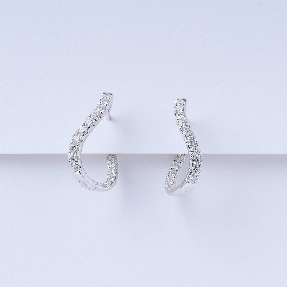 Diamond Wave Huggie Earrings