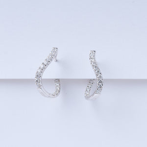 Diamond Wave Huggie Earrings