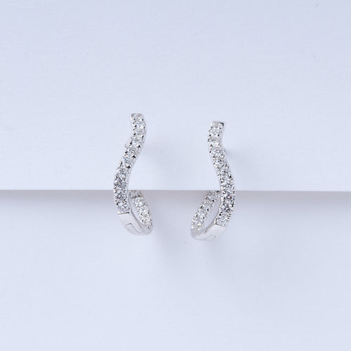 Diamond Wave Huggie Earrings