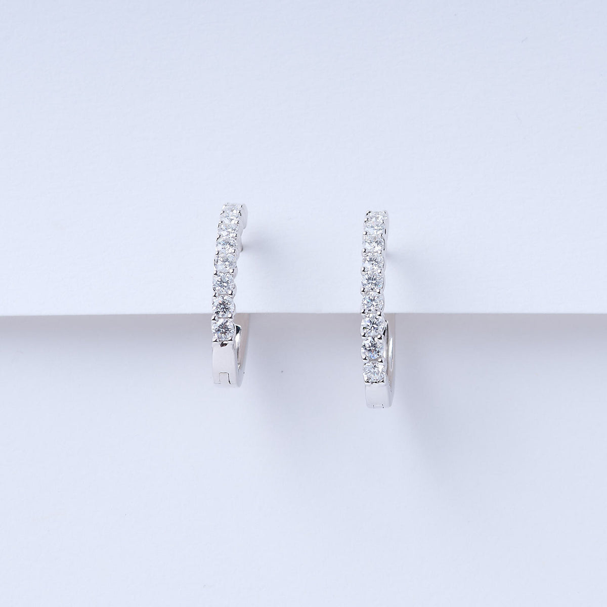 Large White Gold Huggie Earrings