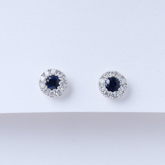 Sapphire Halo Stud Earrings