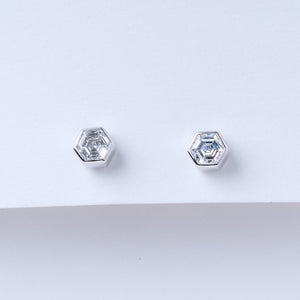 Hexagonal Diamond Stud Earrings