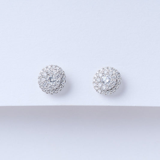 Double Halo Diamond Stud Earrings