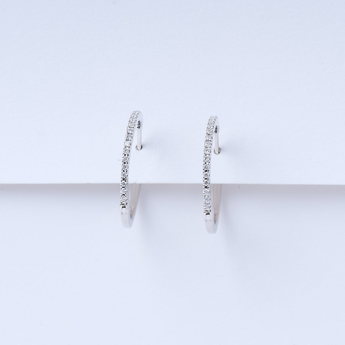 Fine White Gold Diamond Hoops