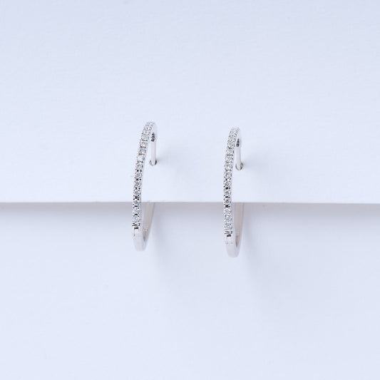 Fine White Gold Diamond Hoops