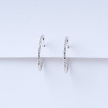 Load image into Gallery viewer, Fine White Gold Diamond Hoops