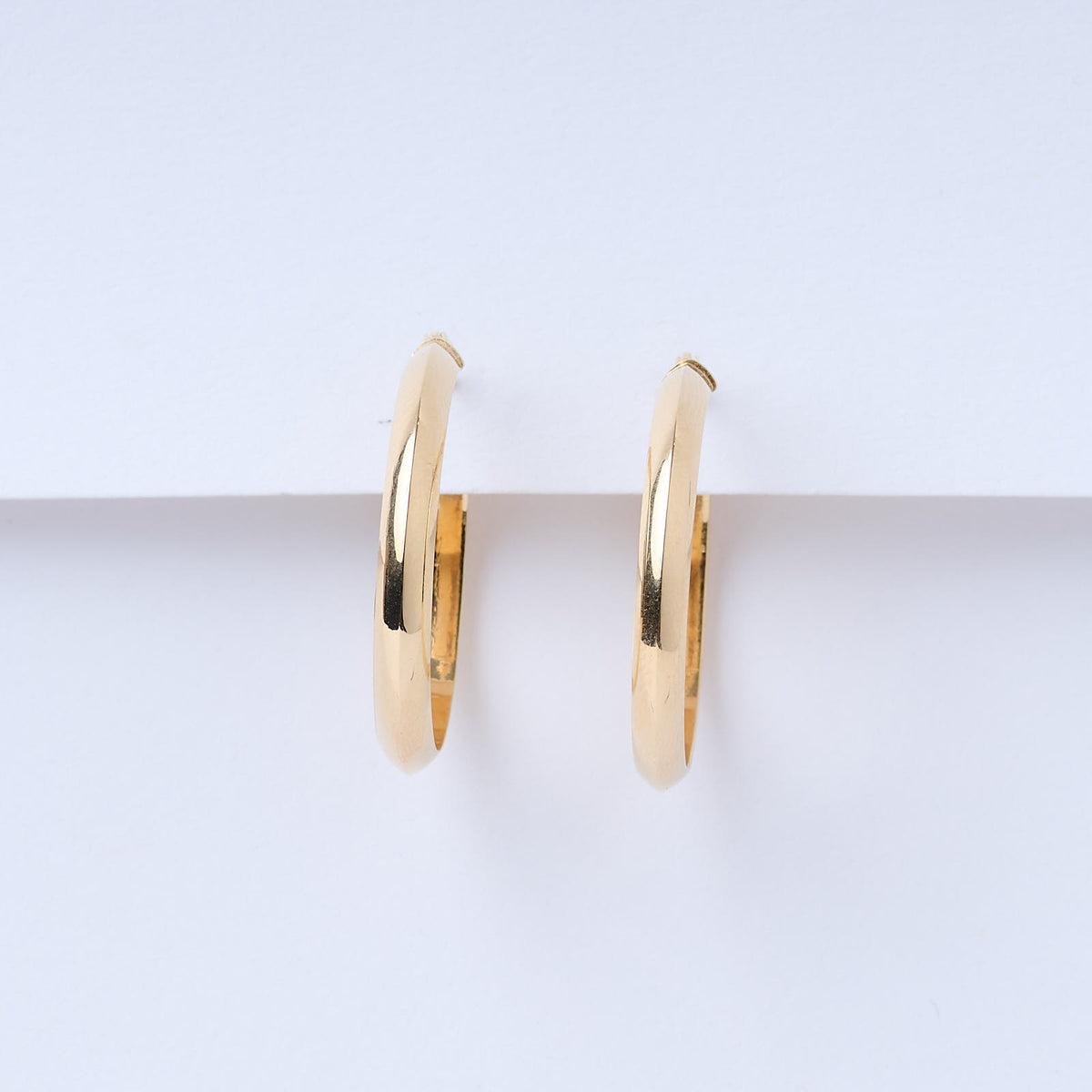 Knife Edge Gold Hoop Earrings