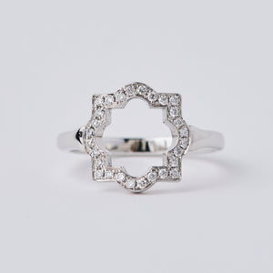 Small Liberty White Gold Diamond Halo Ring