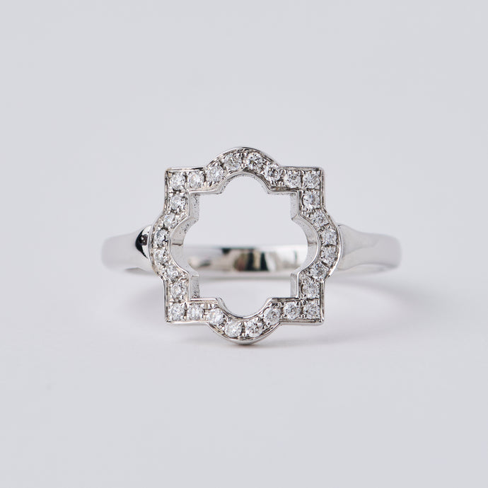 Small Liberty White Gold Diamond Halo Ring