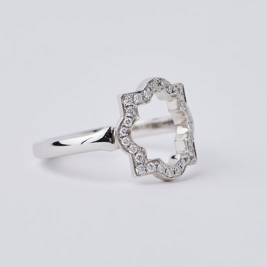 Small Liberty White Gold Diamond Halo Ring