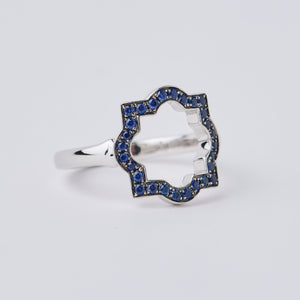 Small Liberty White Gold Sapphire Halo Ring