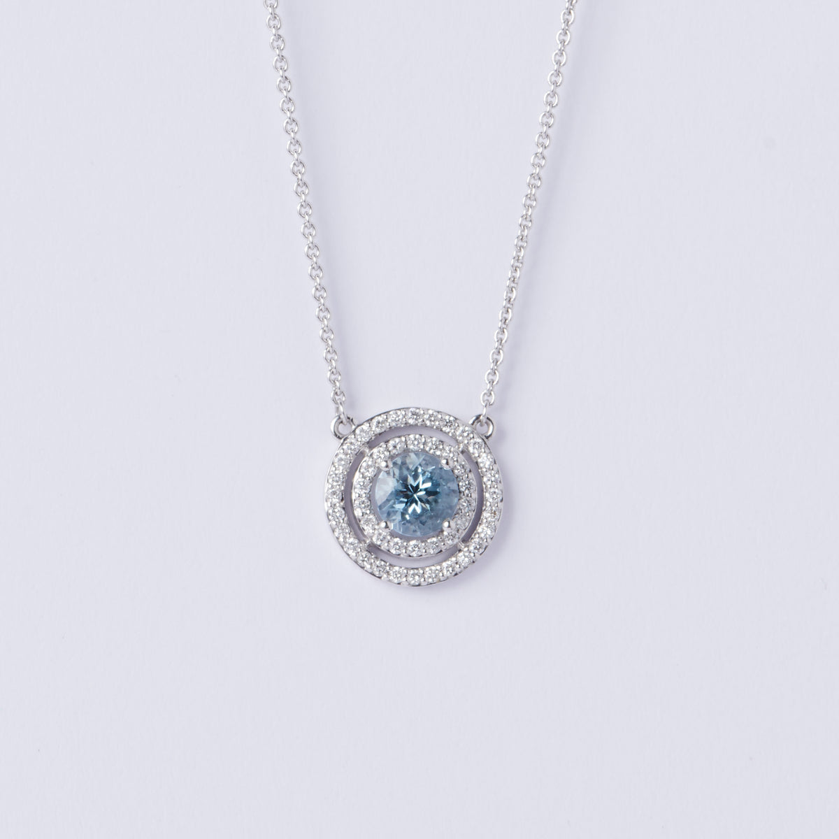Aquamarine Halo Pendant