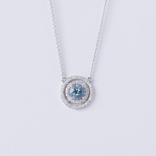 Aquamarine Halo Pendant