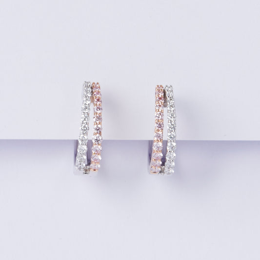 Argyle Pink Huggie Earrings
