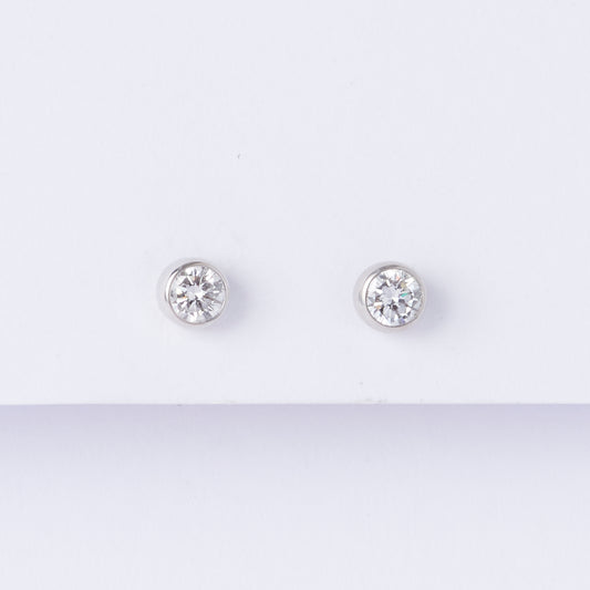 Bezel Diamond Stud Earrings