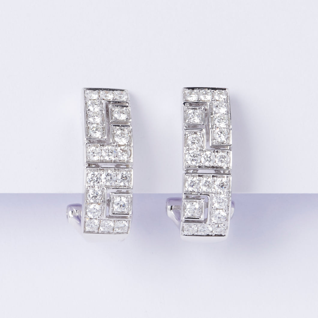 Cubism Diamond Huggie Earrings