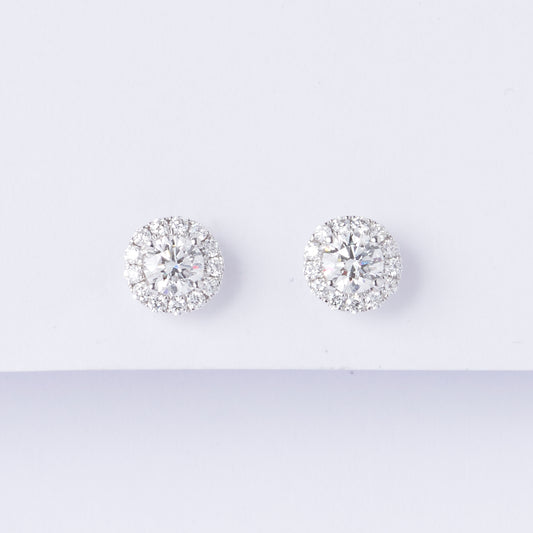 Diamond Halo Stud Earrings