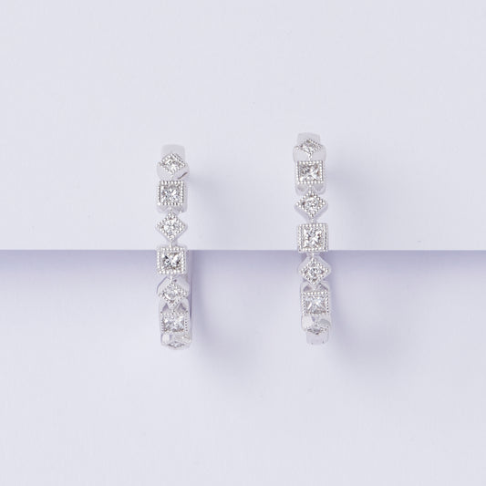 Diamond Princess Huggie Earrings