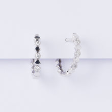 Load image into Gallery viewer, Hexagonal Diamond Huggie Earrings