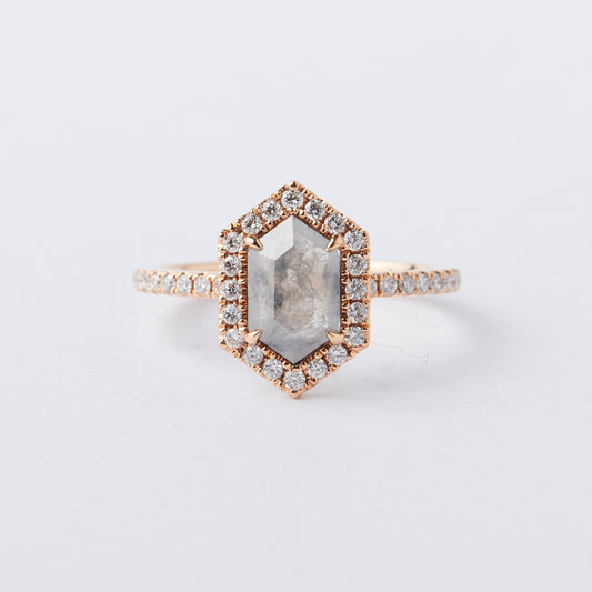 Grey Diamond Halo Ring