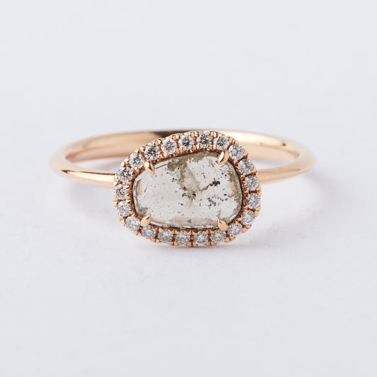 Salt and Pepper Diamond Slice Ring